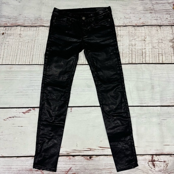 ALLSAINTS SPITALFIELDS women’s cigarette skinny jeans in size 28 Shiny Black EUC - Picture 2 of 16